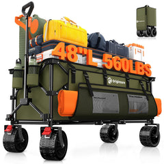 Originsure front view of green wagon showing roomy cargo area and sturdy frame