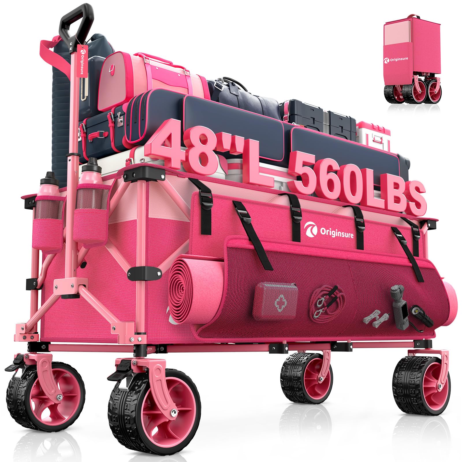 Originsure front view showing packed wagon and easy access storage