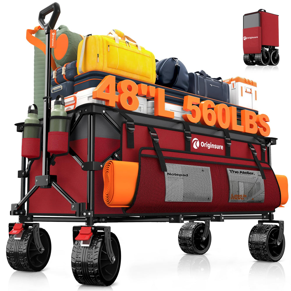 Originsure red wagon front view showing roomy cargo area and sturdy frame benefit easy loading