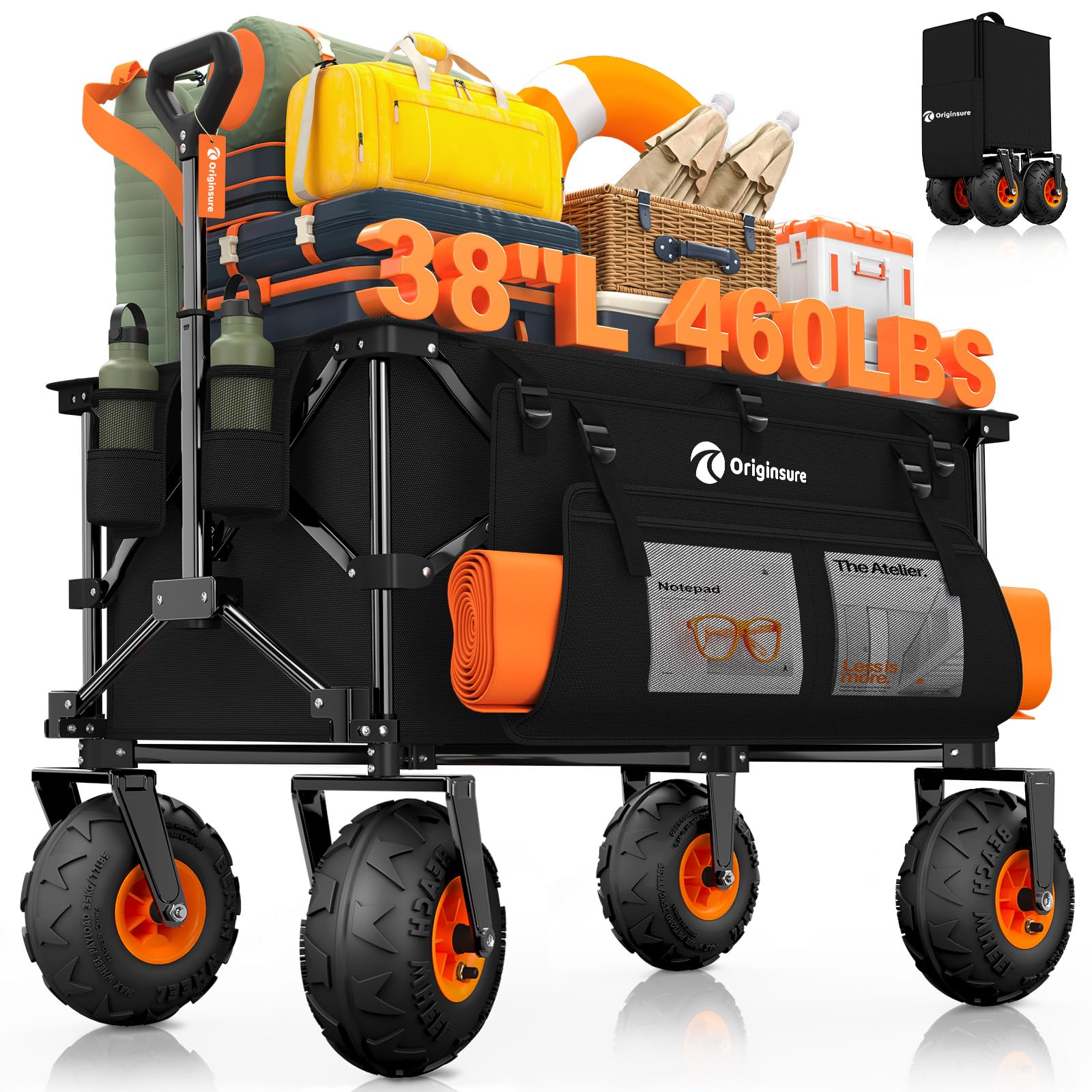 Originsure front view unfolded wagon shows large storage and easy access benefit