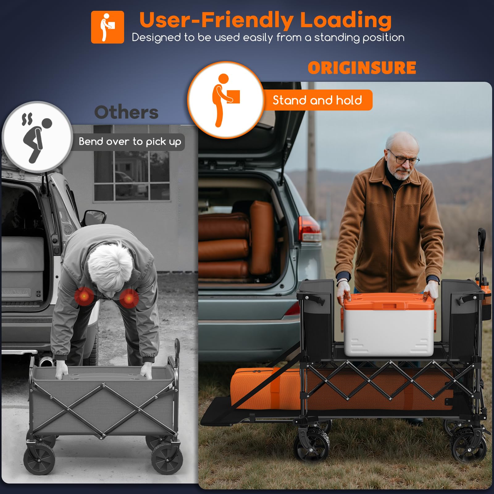 Originsure adjustable handle detail providing comfortable height control