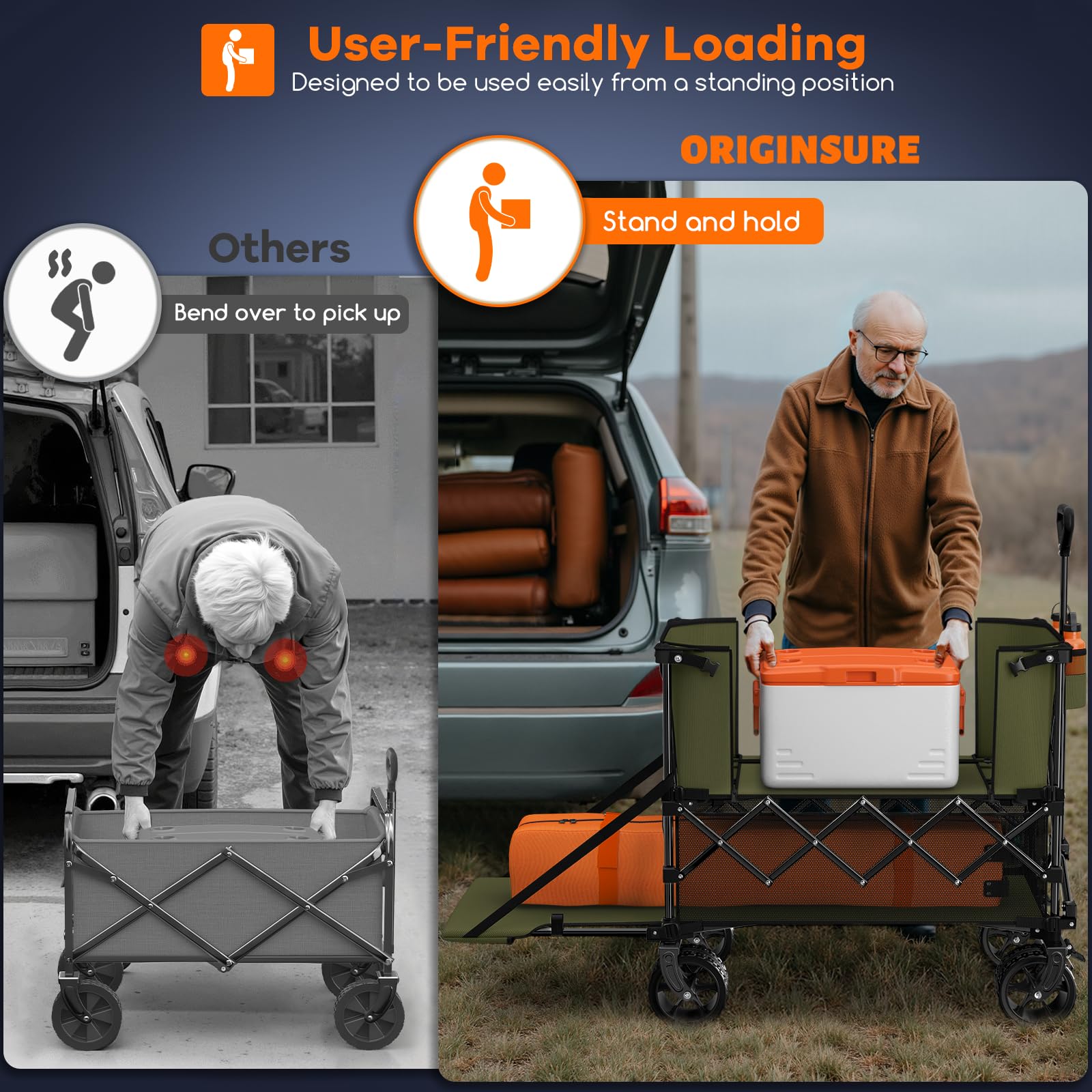 Originsure adjustable handle mechanism close-up showing rebound lock for stable steering
