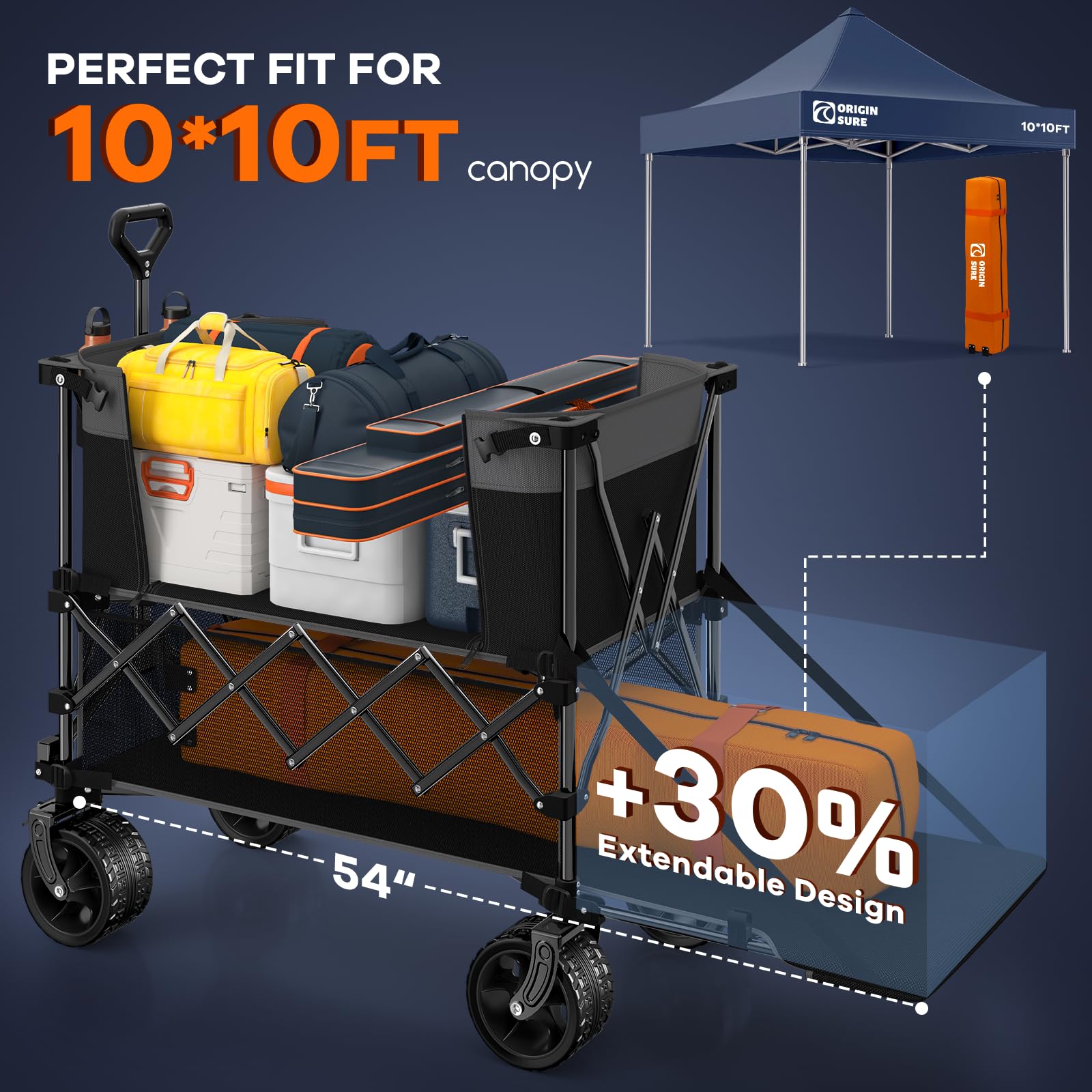 Originsure wagon on beach transporting gear with easy maneuvering