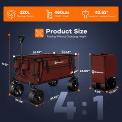 Originsure wagon showing side pocket, cup holders and strap for organized storage convenience