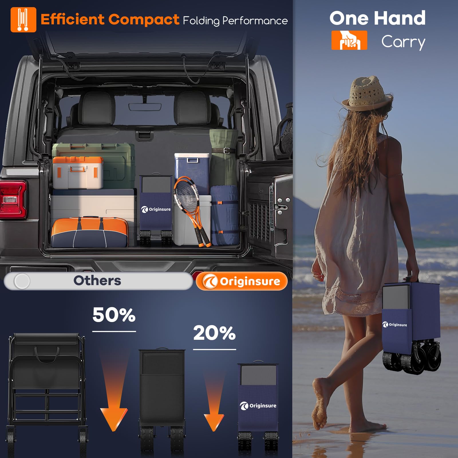 Originsure side pocket and mesh cup holders keeping belongings organized