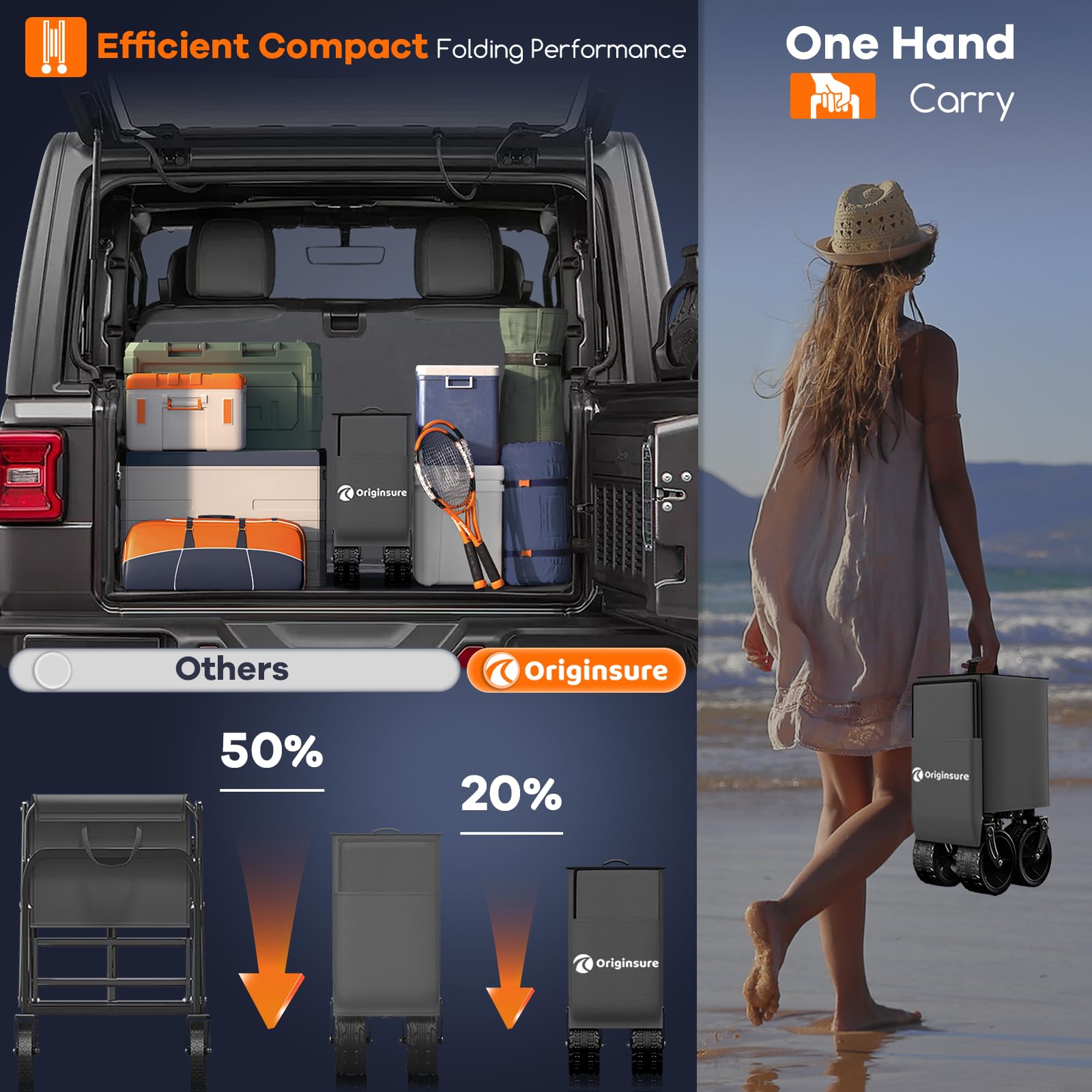 Originsure side pocket and cup holders showing organized accessory storage