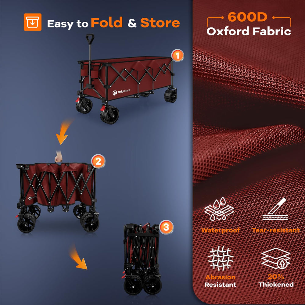 Originsure next to folding chair for scale demonstrating large capacity and compact footprint