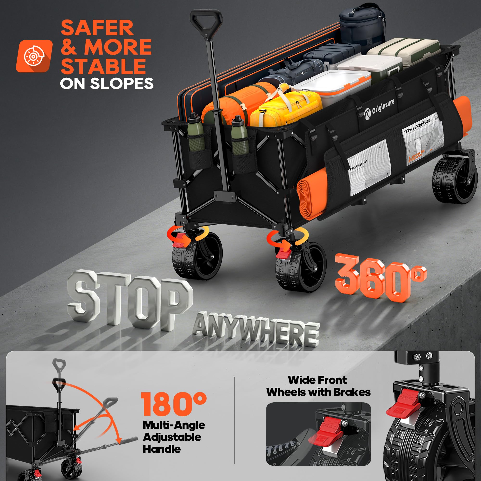 Originsure beside cooler to show size and capacity for transporting bulky items benefit
