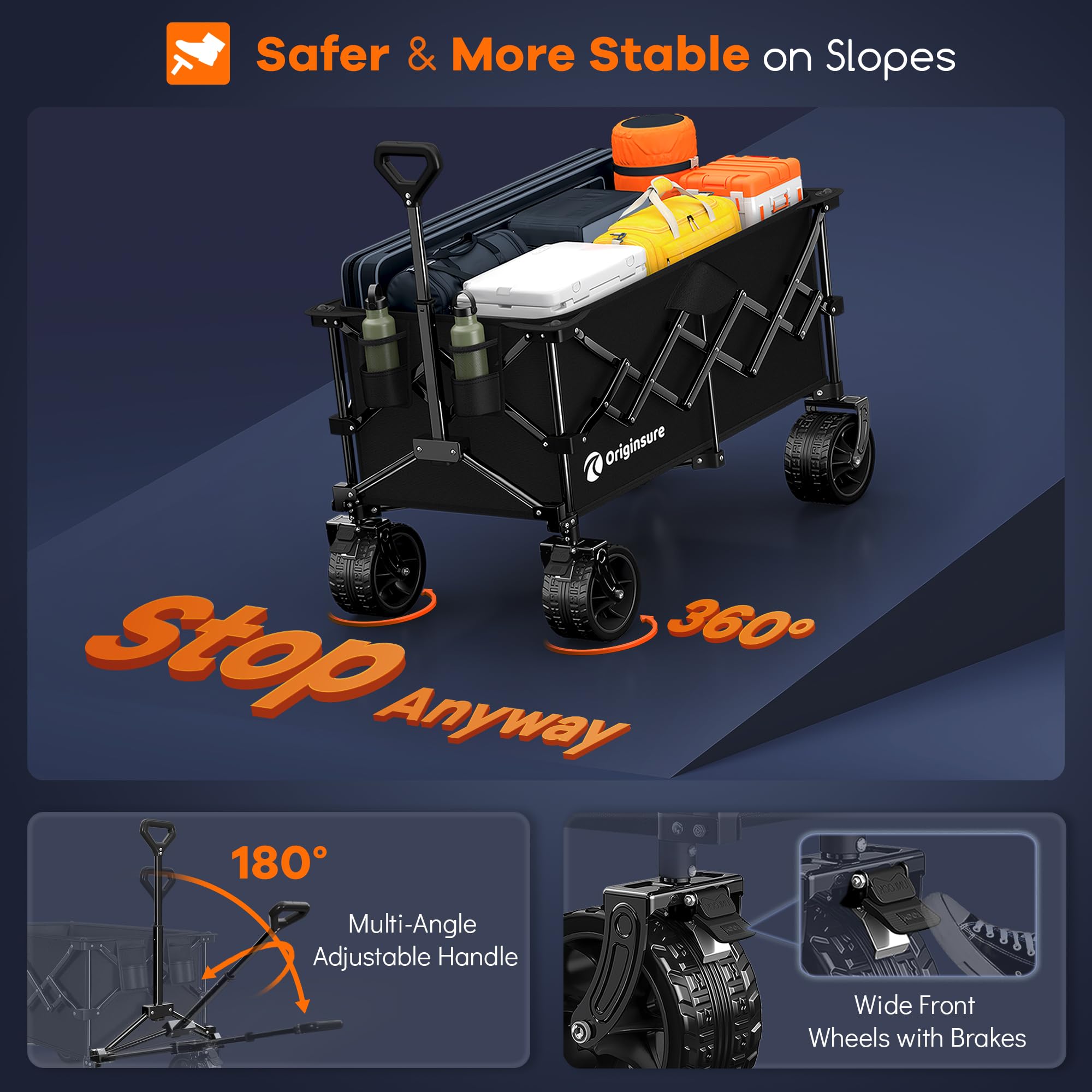 Originsure beside a cooler showing scale and roomy 220L capacity for bulk items