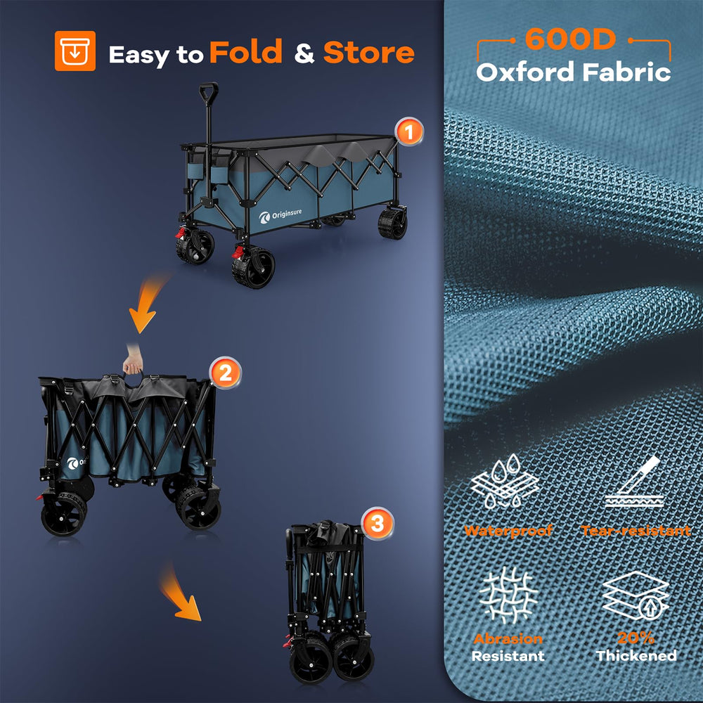 Originsure next to cooler showing size comparison and large-capacity hauling benefit