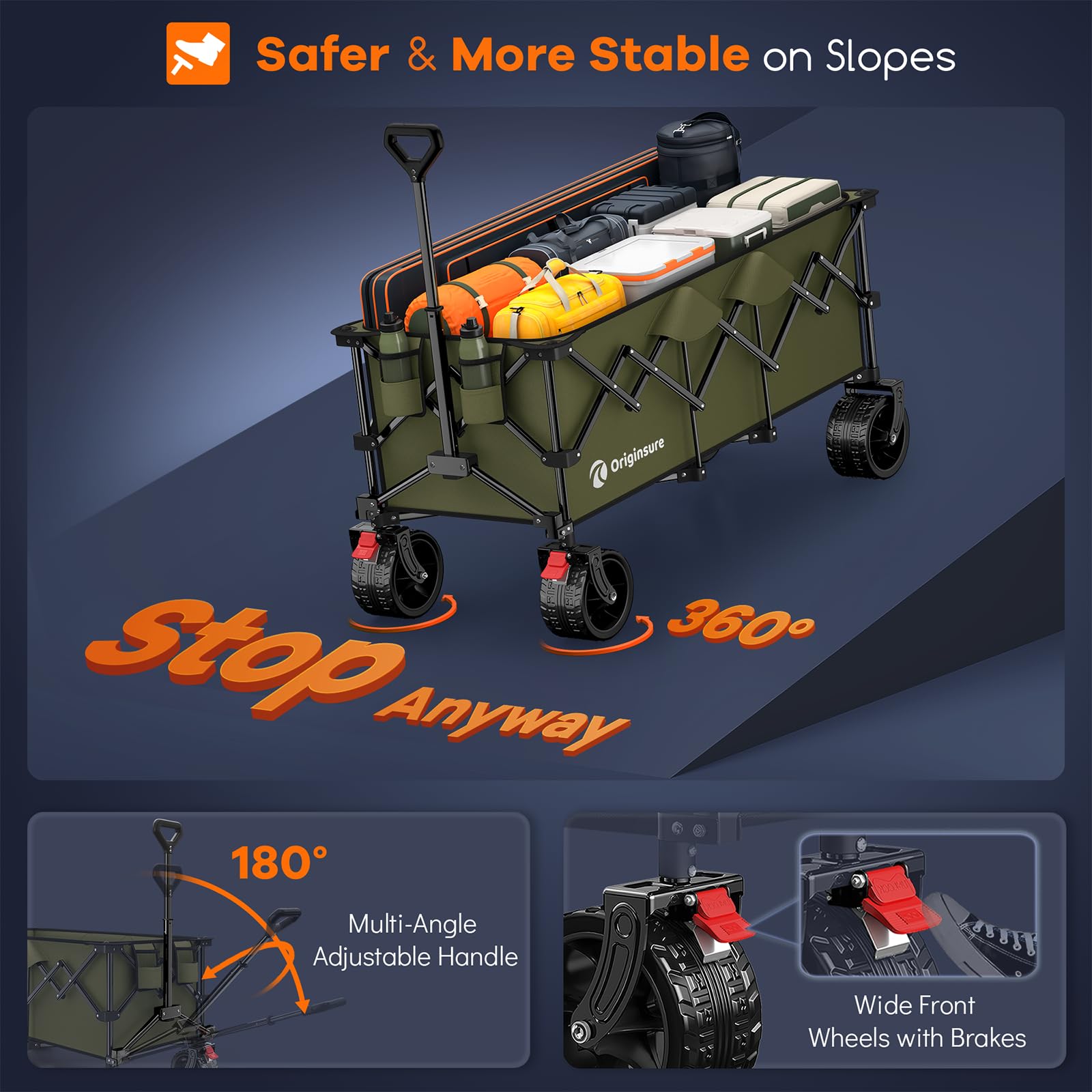 Originsure folded wagon fitting inside car trunk showing convenient transport