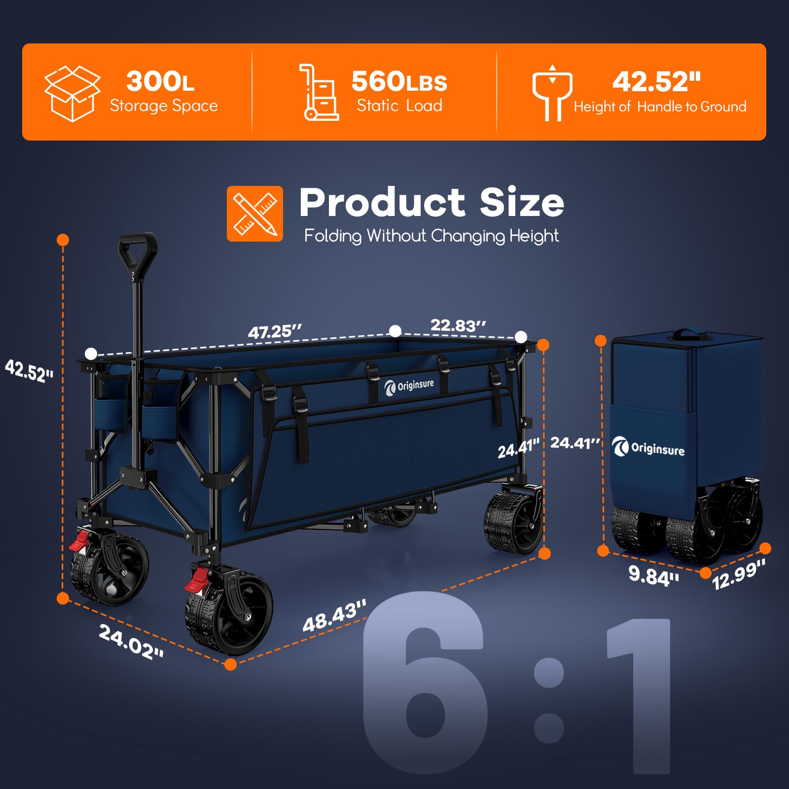 Originsure folded compact wagon in car trunk for easy transport