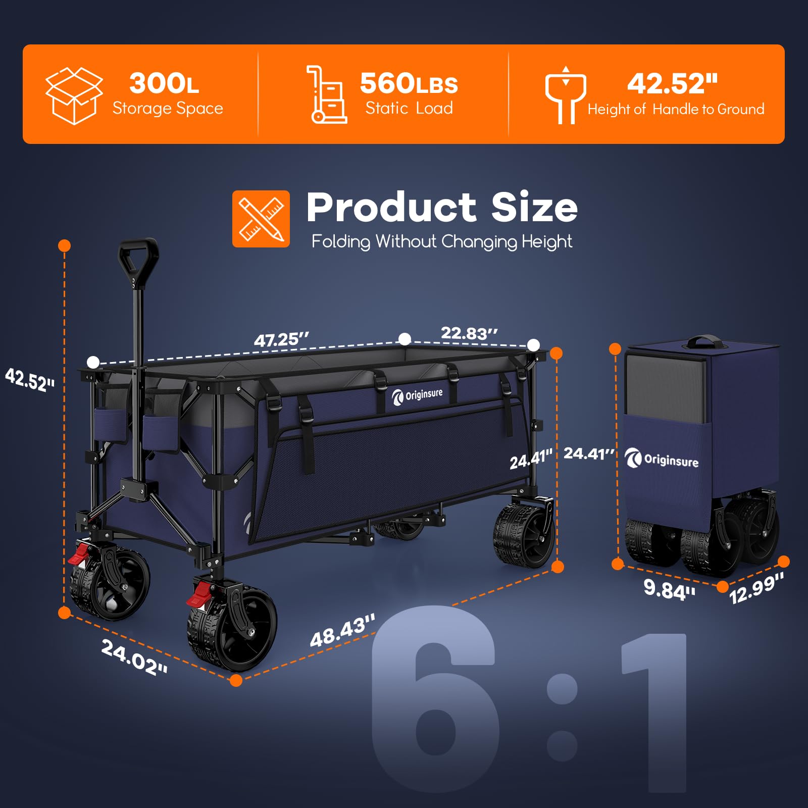 Originsure folded compact wagon in car trunk for easy storage convenience