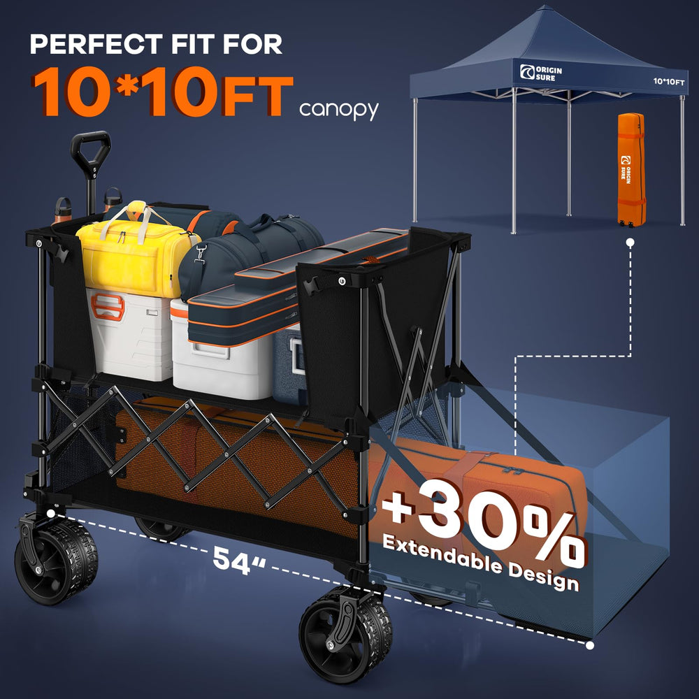 Originsure wagon in use on beach carrying chairs and cooler with reliable traction