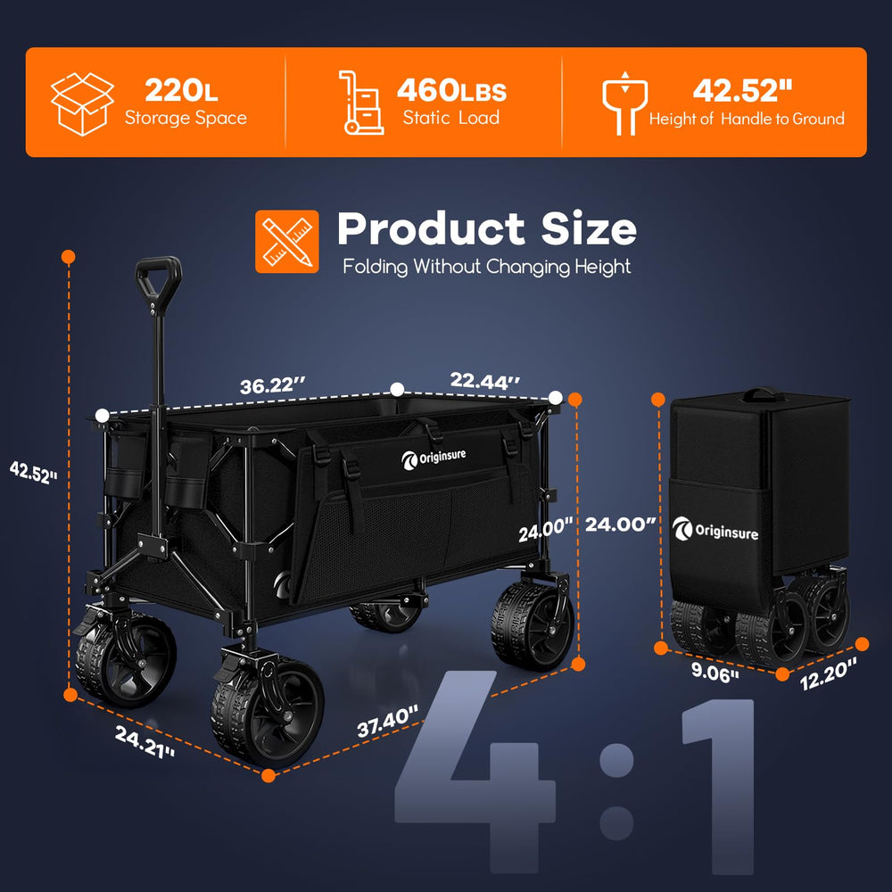 Originsure large 7x4 wheel with double bearing smooth all-terrain rolling on sand and grass