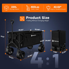 Originsure large 7x4 wheel with double bearing smooth all-terrain rolling on sand and grass