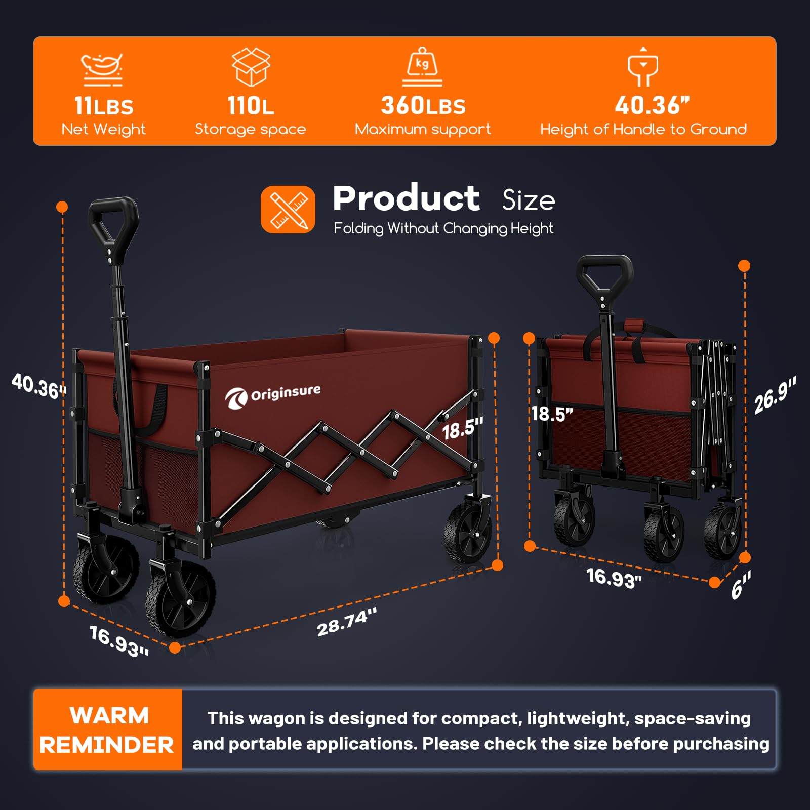 Originsure removable all-terrain wheel close-up for smoother, quieter rolling benefits
