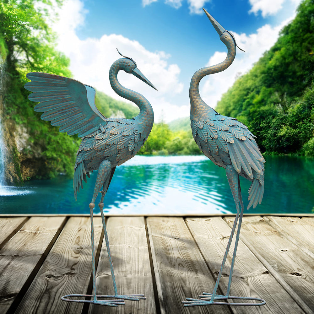 Oritty crane placed poolside to add artistic charm and visual focal point