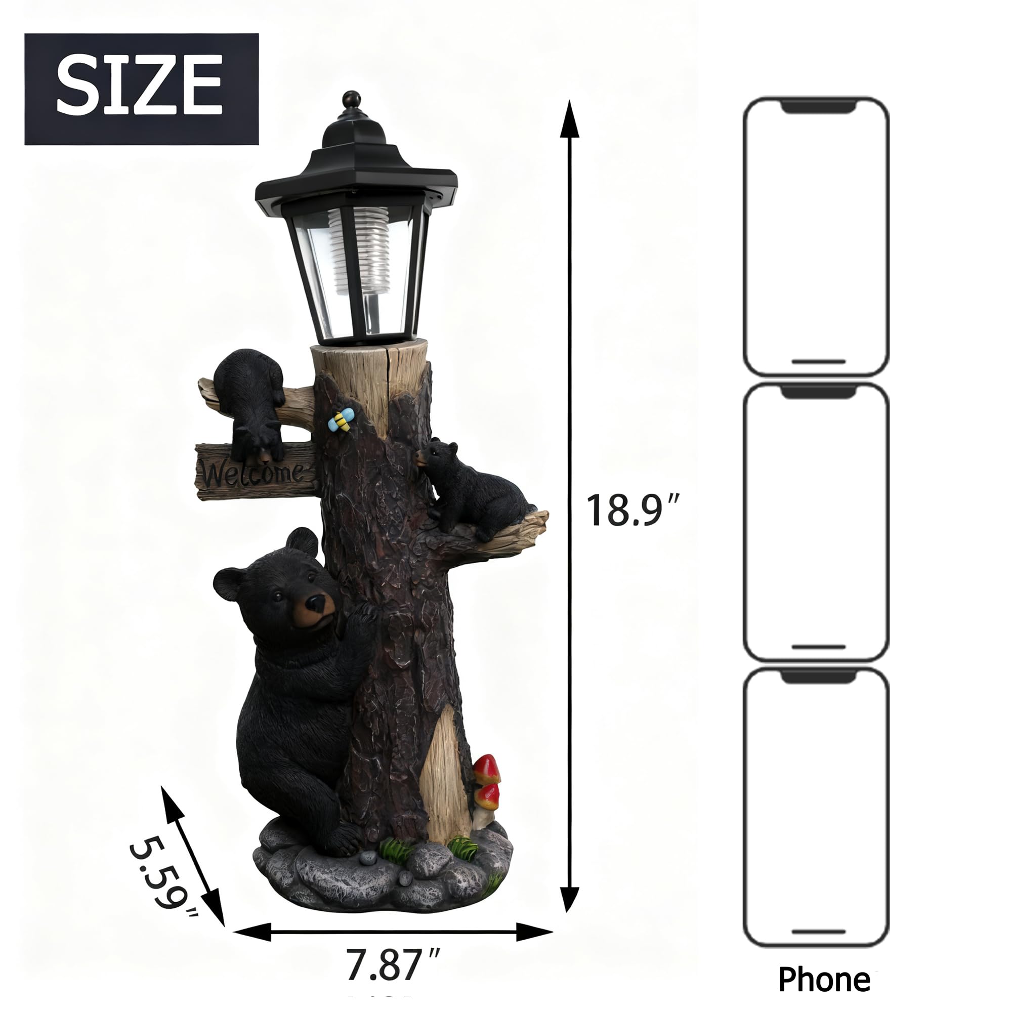 Oritty bear next to ruler for scale, helps visualize the 19-inch height
