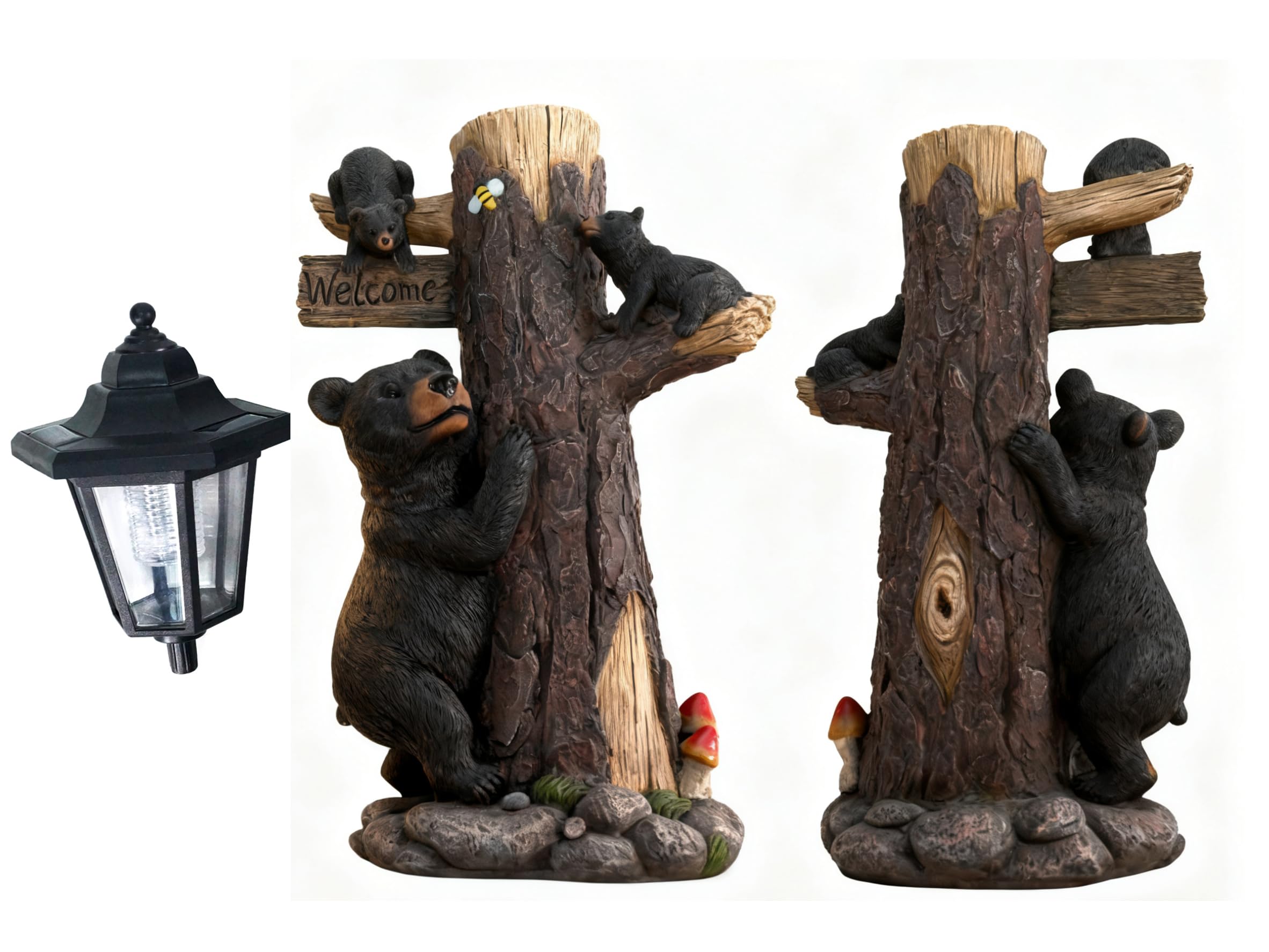 Oritty bear statue placed in garden among flowers, enhances outdoor decor