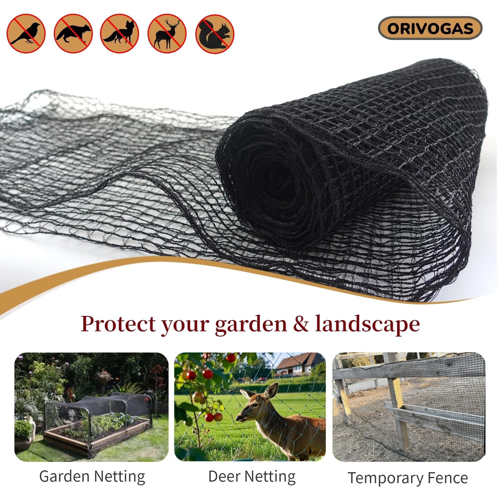 ORIVOGAS included zip ties and ground stakes showing easy installation benefit