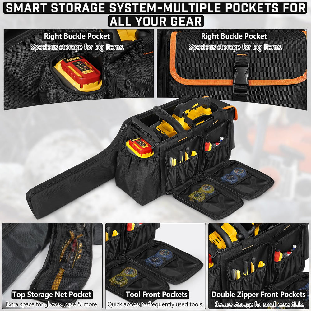 ORKELS side mesh pocket holding oil and gloves for easy-access storage