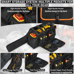 ORKELS side mesh pocket holding oil and gloves for easy-access storage