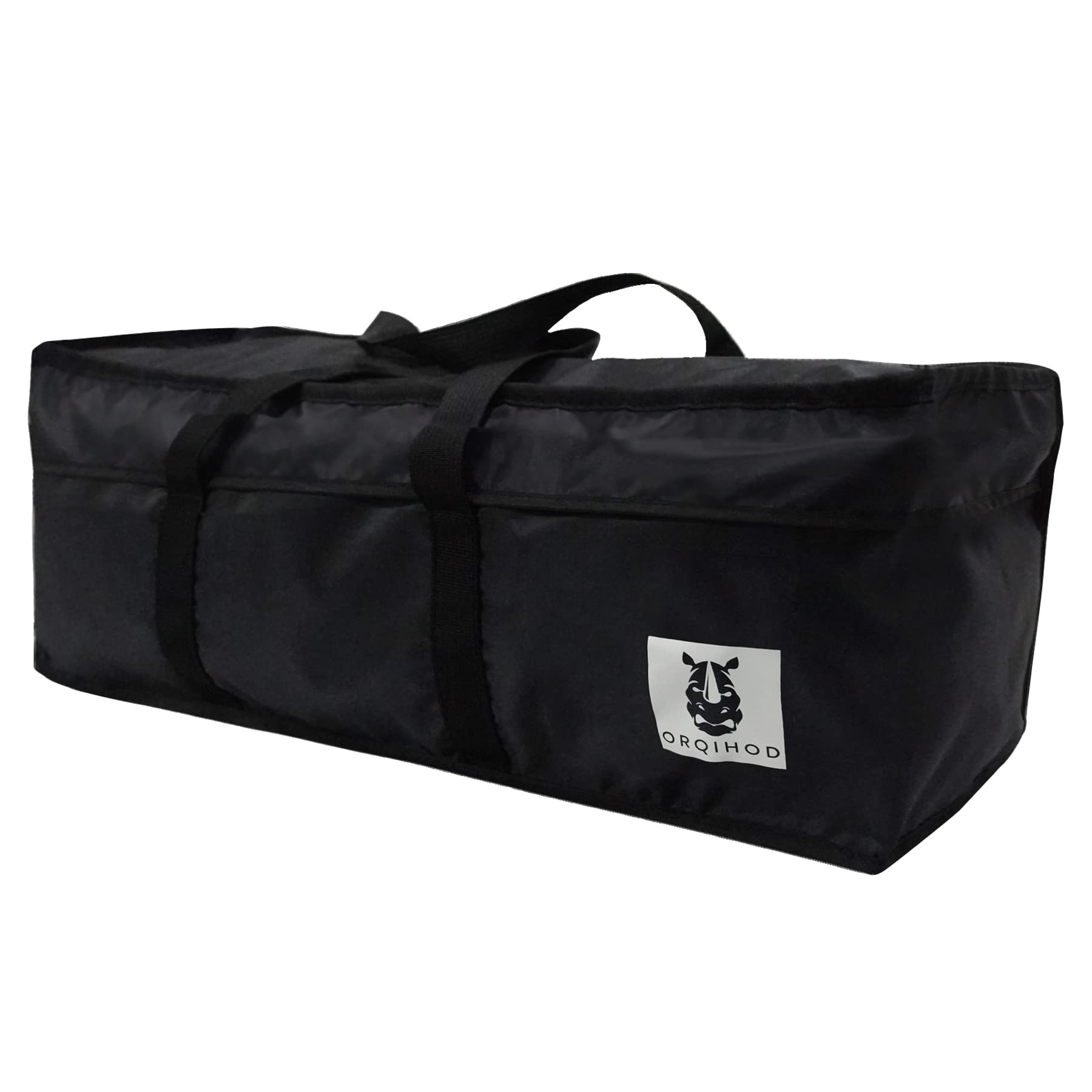 Orqihod front view of full cushion bag showing capacity and organized storage