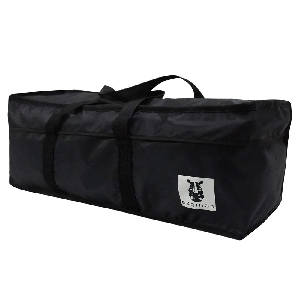 Orqihod front view of full cushion bag showing capacity and organized storage