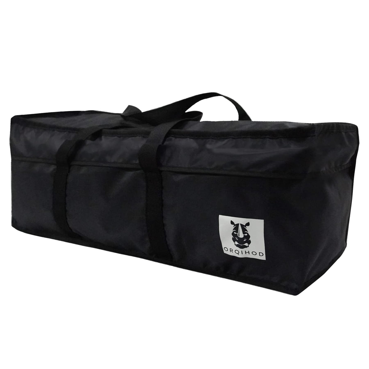 Orqihod front view of full cushion bag showing capacity and organized storage
