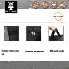 Orqihod side profile showing bag filled with large cushions