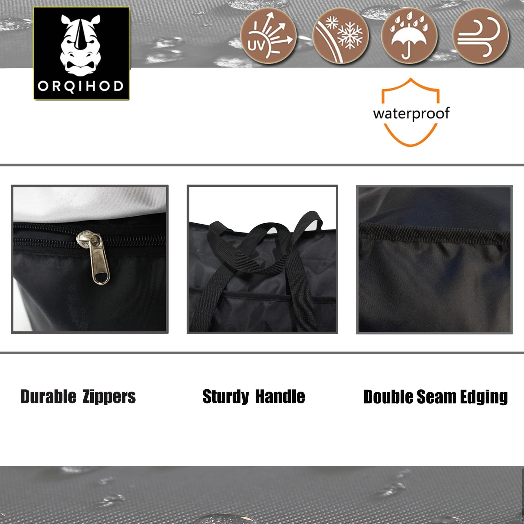 Orqihod heavy-duty zipper with flap highlighting added water protection