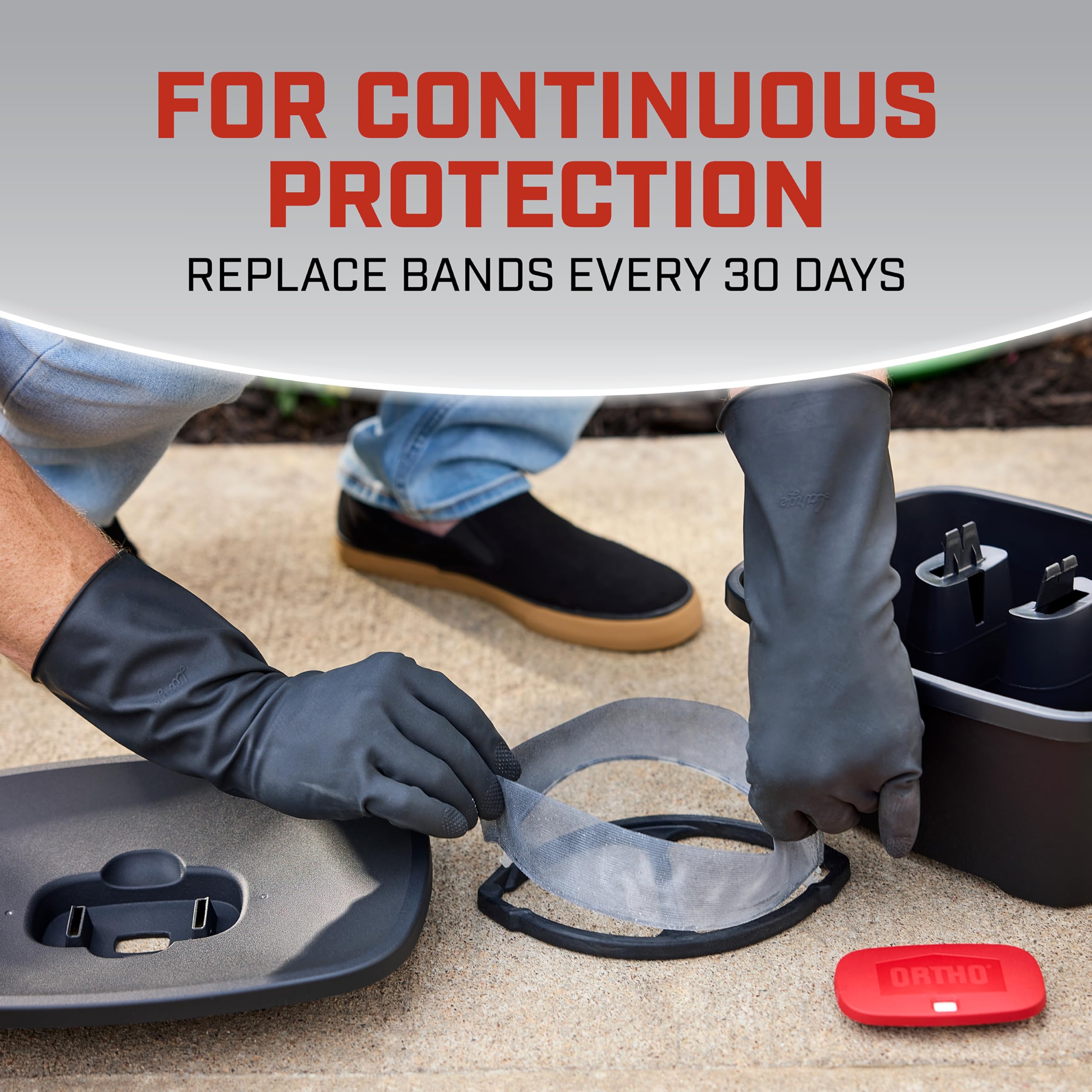 Ortho station tucked under bushes showing discreet placement and targeted protection benefit