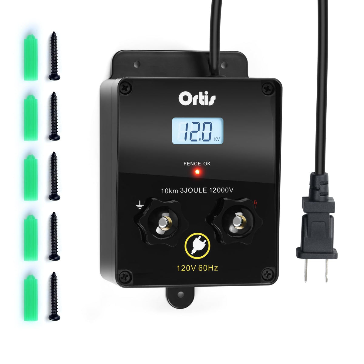 Ortis front panel LCD display showing voltage and easy monitoring benefit