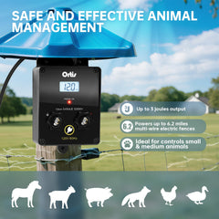 Ortis energizer mounted on outdoor post demonstrating secure weather-resistant placement