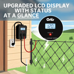 Ortis red pulse LED close detail indicating active fence pulses for safety