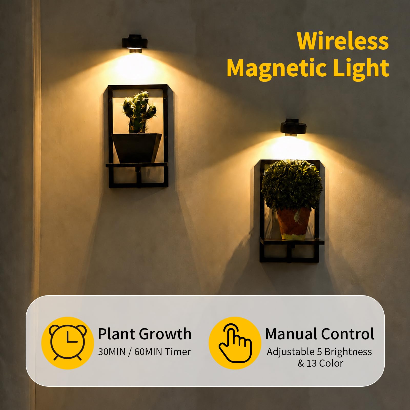Orvado grow light switched on illuminating plants for better low-light care and visibility