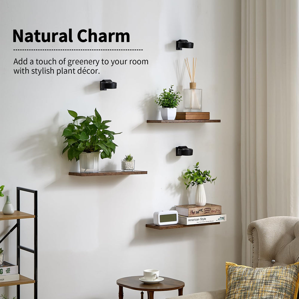 Orvado shelf beside a hand for scale demonstrating compact 15.8 inch width and weight capacity