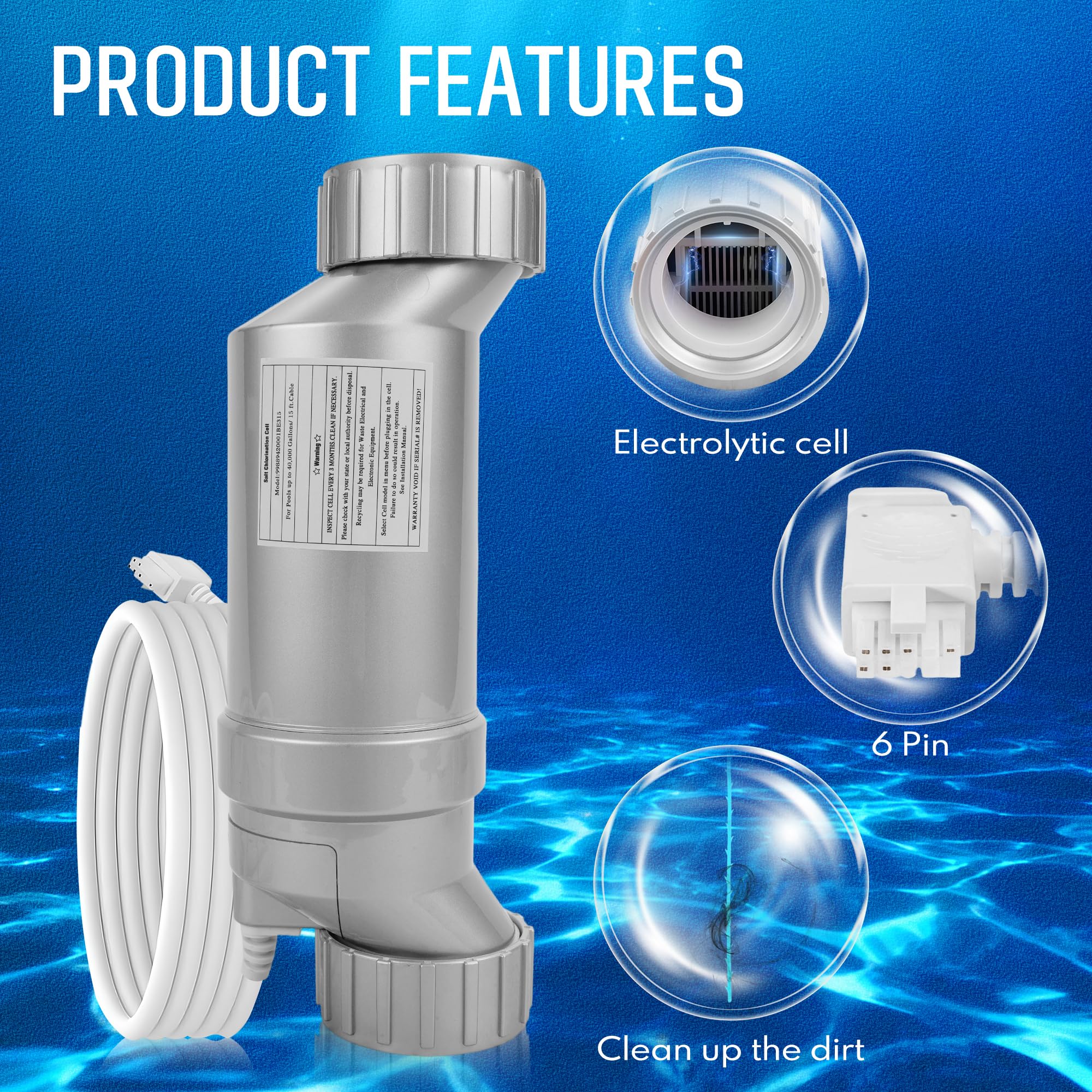Orvex T-15 in backyard pool scene conveying reliable chlorine production