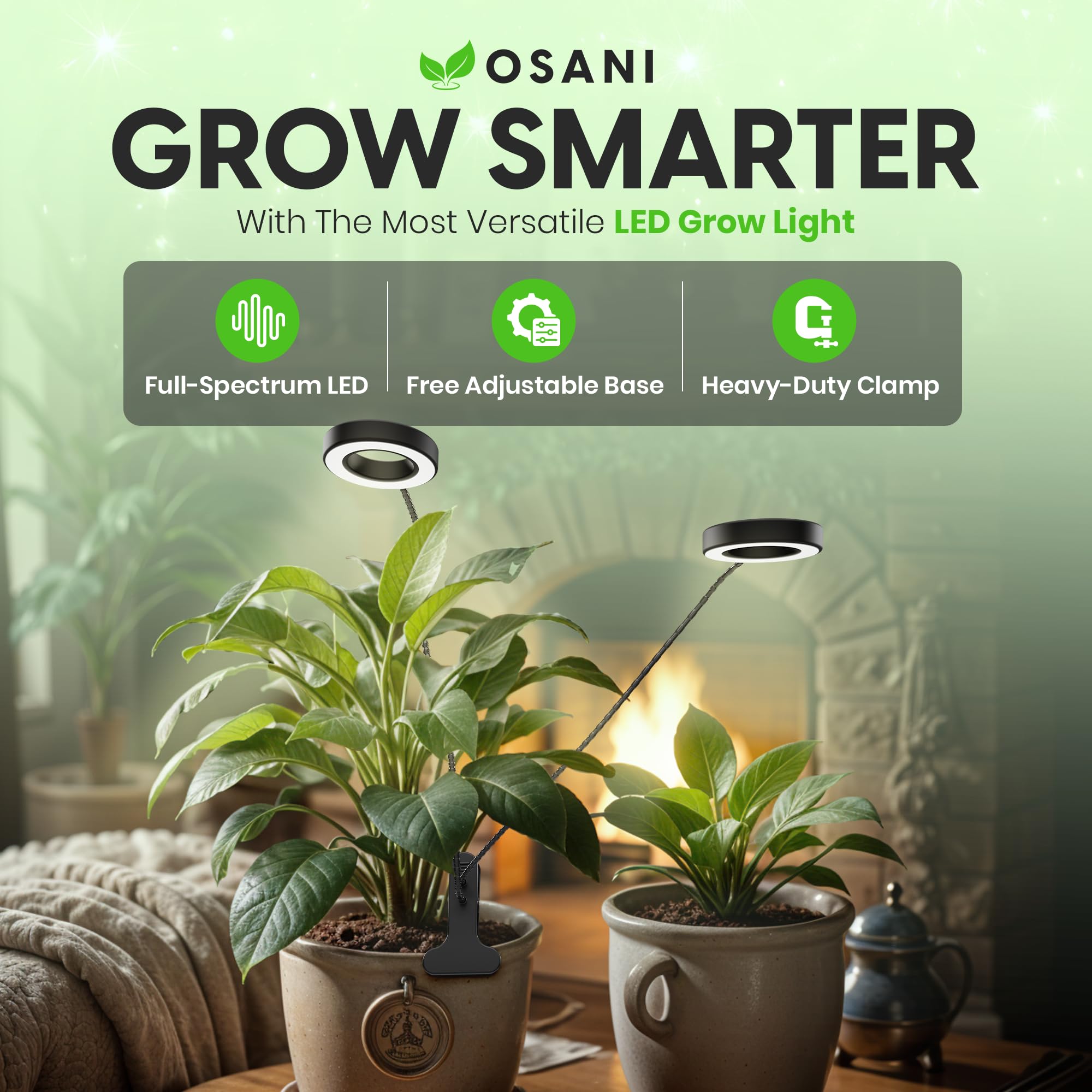 OSANI close-up of LED panel highlighting LED density and even plant coverage benefit