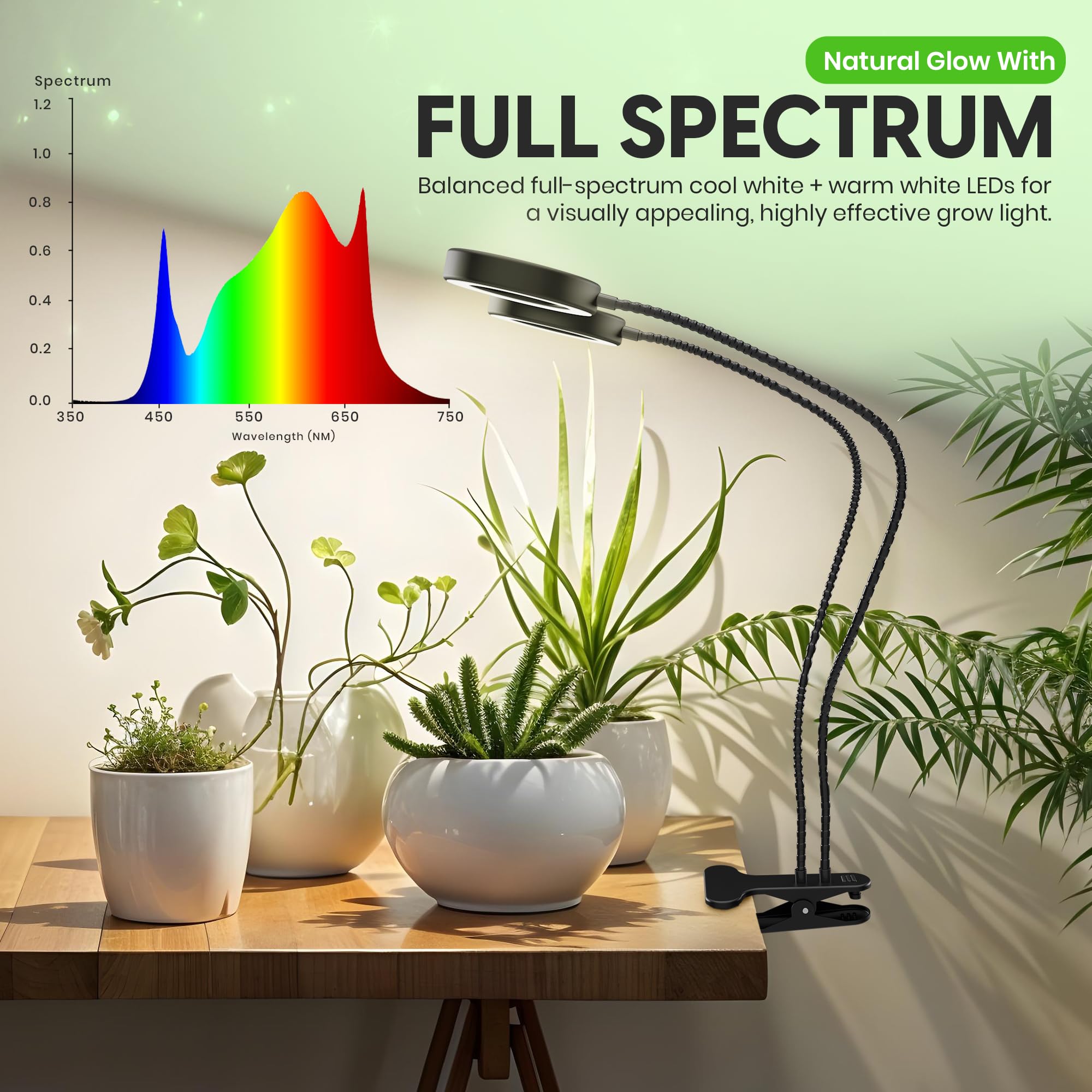 OSANI lamp illuminating seedlings to speed early growth and uniform light benefit