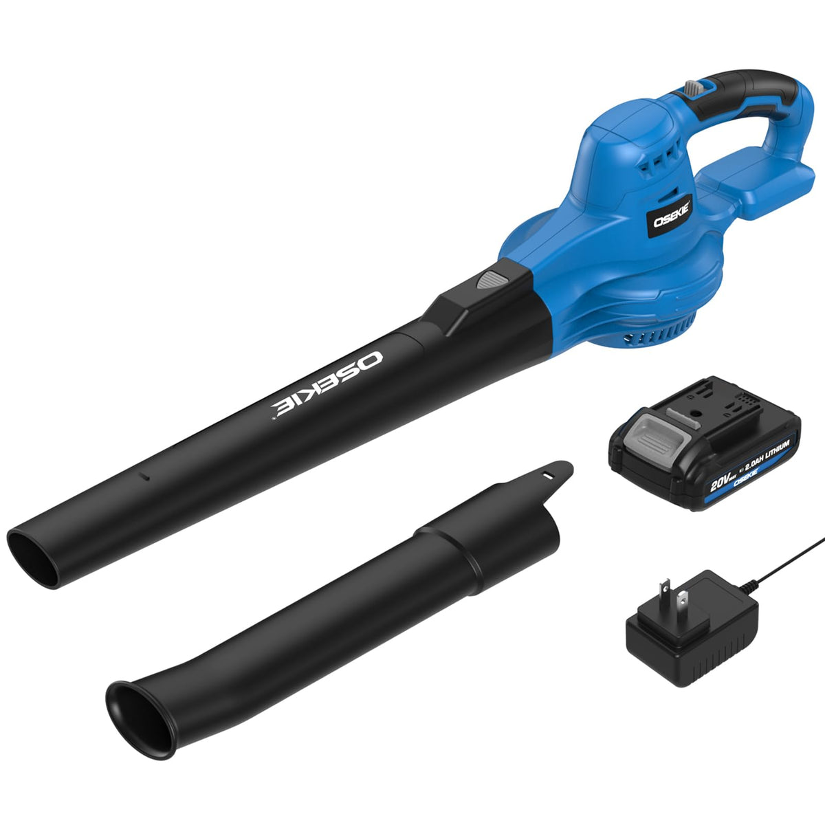 OSEKIE full kit laid out showing blower battery charger and tube for easy setup
