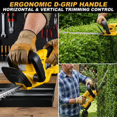 OSEKIE trimmer in use on a hedge demonstrating reach and easy maneuvering