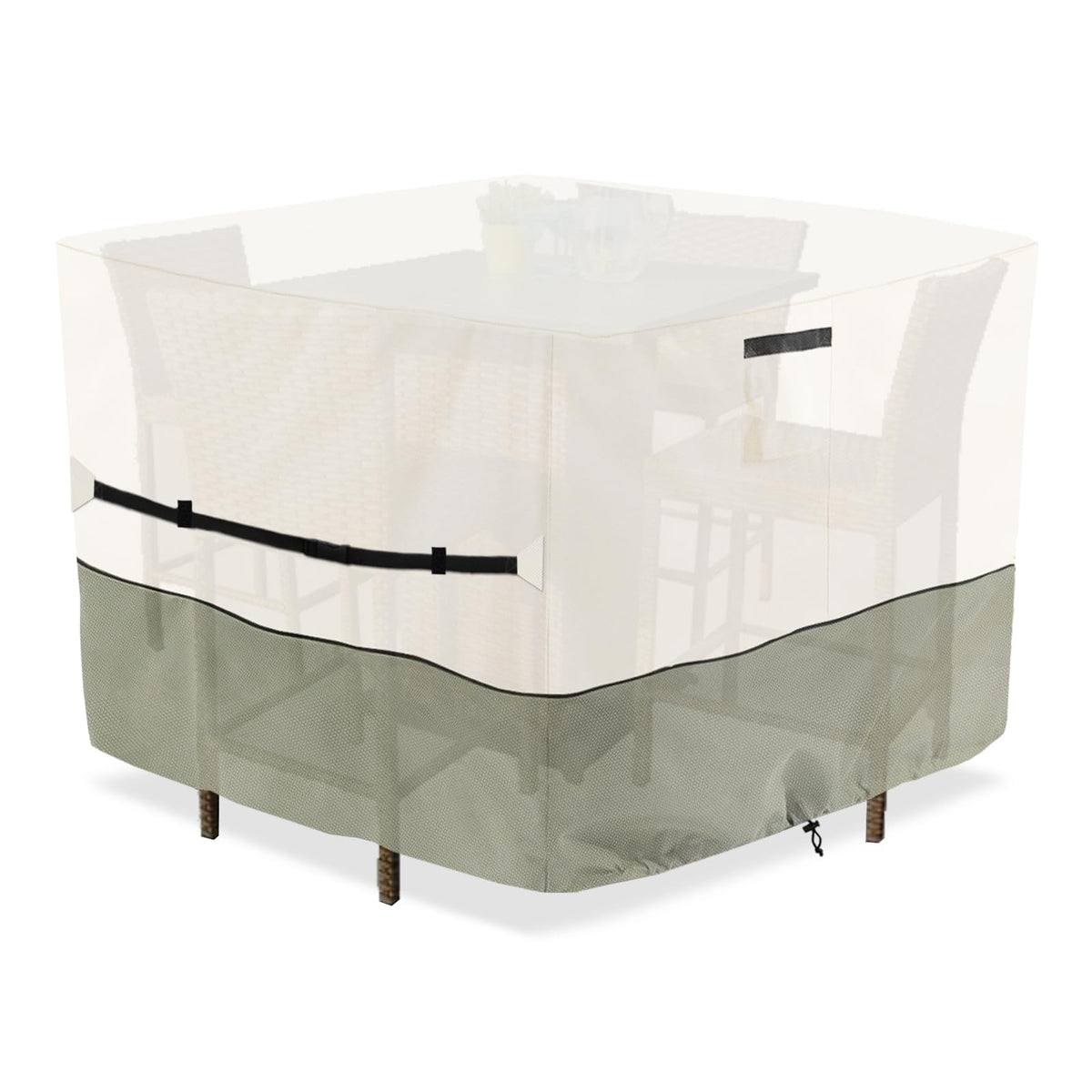 Osileyo front view of cover protecting square bar set with weatherproof benefit