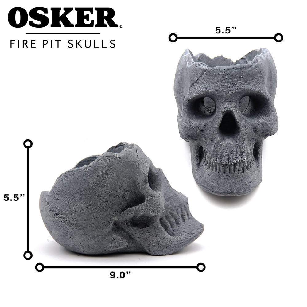 OSKER skull close-up of hand-painted fireproof finish that resists heat