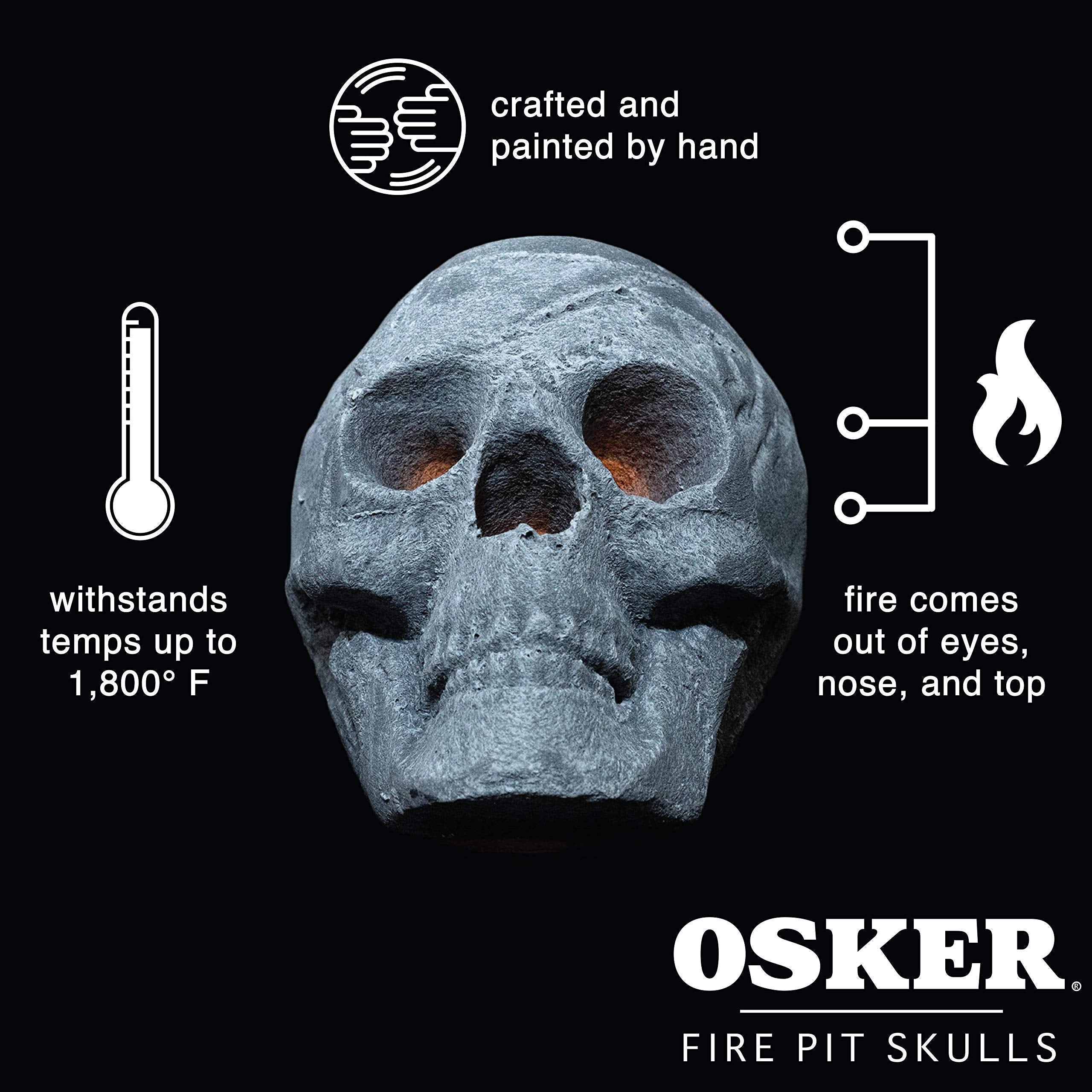 OSKER skull flames through eye sockets for striking visual effect benefit