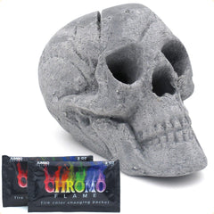 OSKER skull front view showing dramatic flame pathways and decorative benefit