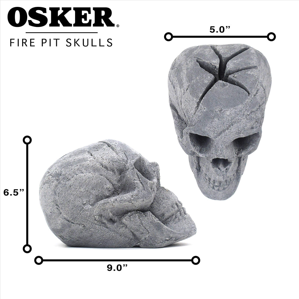 OSKER skull placed in a backyard firepit creating lively ambiance benefit