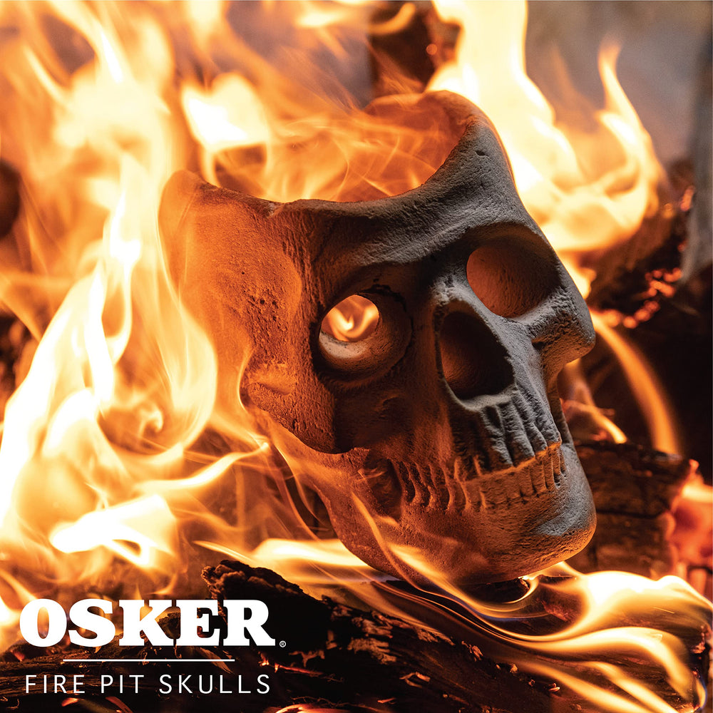 OSKER skull next to ruler showing 9-inch size for accurate scale reference
