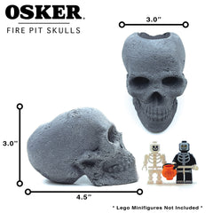 OSKER three skulls arranged together for layered visual impact by a fire